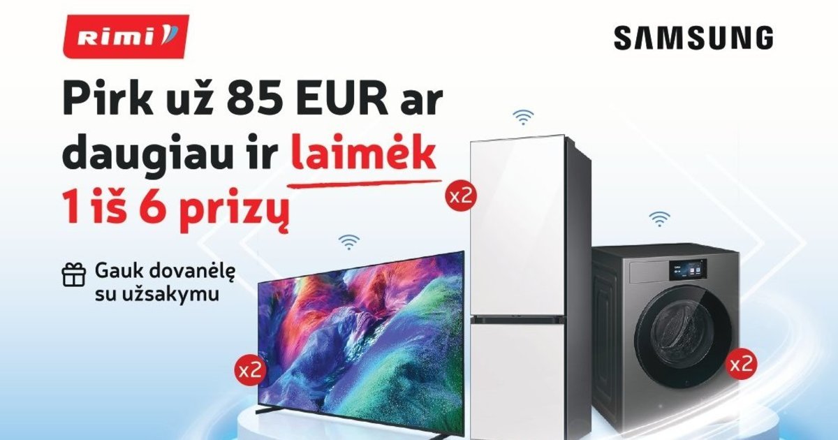 Įprastas apsipirkimas gali atnešti didelį prizą: „Rimi“ e. parduotuvėje laukia „Samsung“ technika