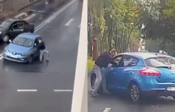 Lenkijoje – scena lyg iš GTA: vyras keliasdešimt metrų kabėjo ant bėgančio „Renault