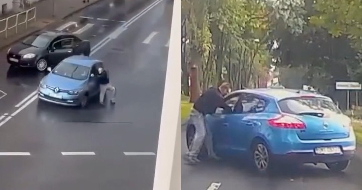 Lenkijoje – scena lyg iš GTA: vyras keliasdešimt metrų kabėjo ant bėgančio „Renault